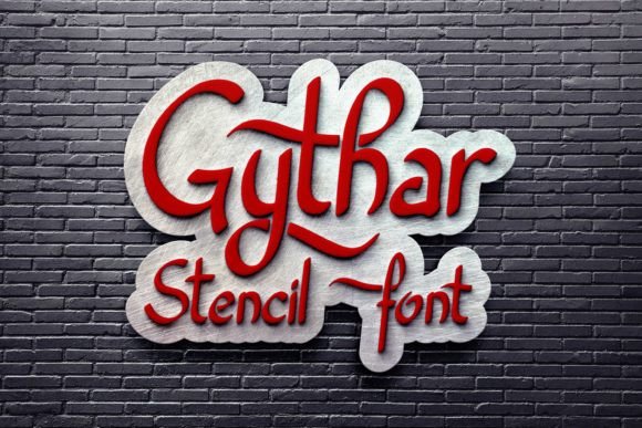 Gythar Font: A Handwritten Stencil Typeface for Creative Makers